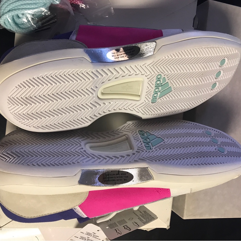 adidas White, Purple and Mint Low-Top Men's Sneakers NWT - Picture 5 of 7